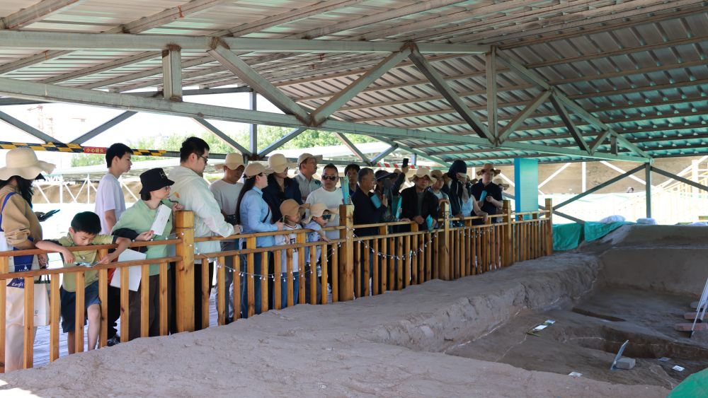 5月3日，市民在郑州商都书院街考古工地参观体验。（受访单位供